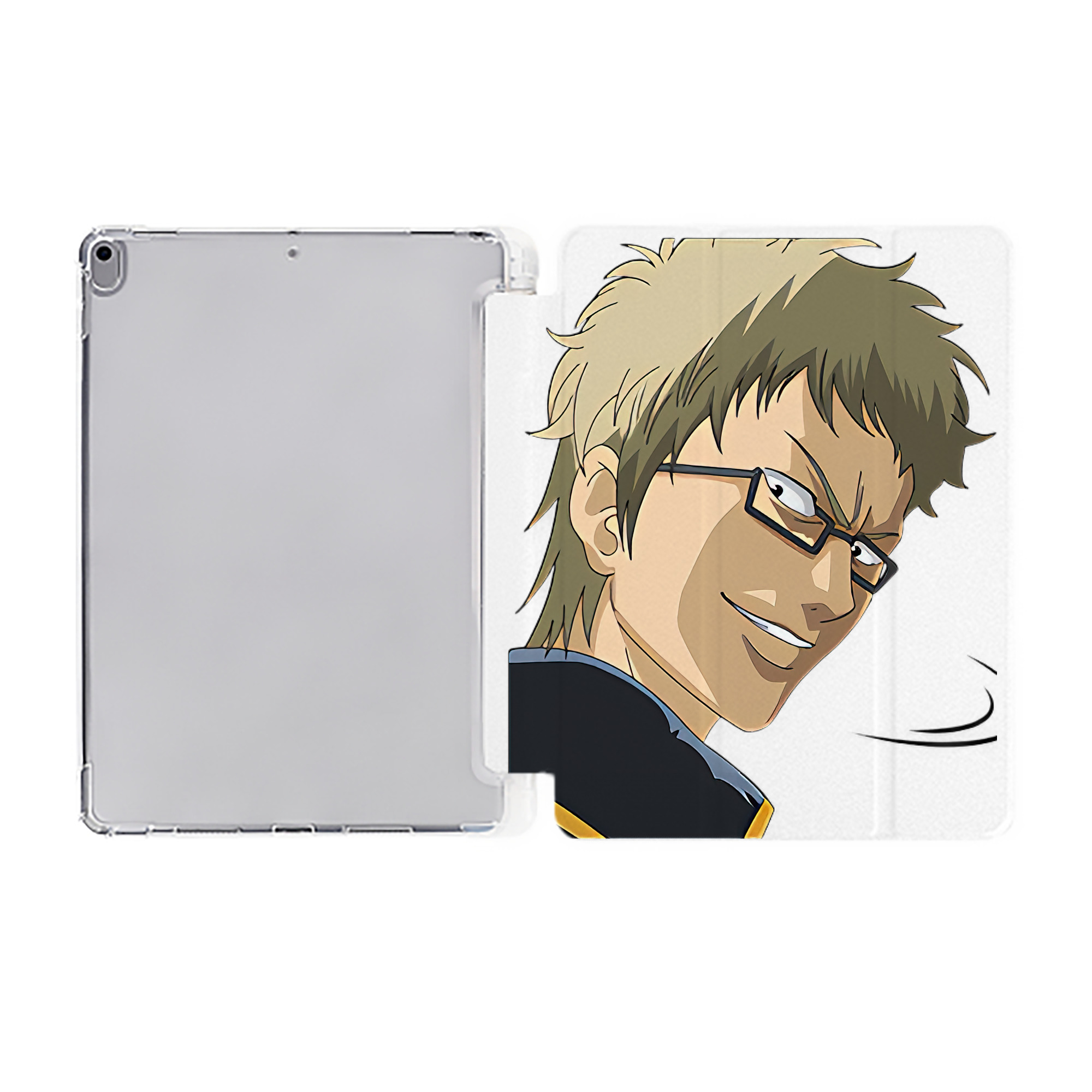 ぎんたま 坂田銀時（さかたぎんとき） 神楽 志村新八（しむら しんぱち） GINTAMA Sakata Gintoki Kagura Shimura Shinpachi IPad ケース ペン収納付き 三つ折りスタンド PUレザー×シリコン 対応機種9.5/10.5/10.9インチ